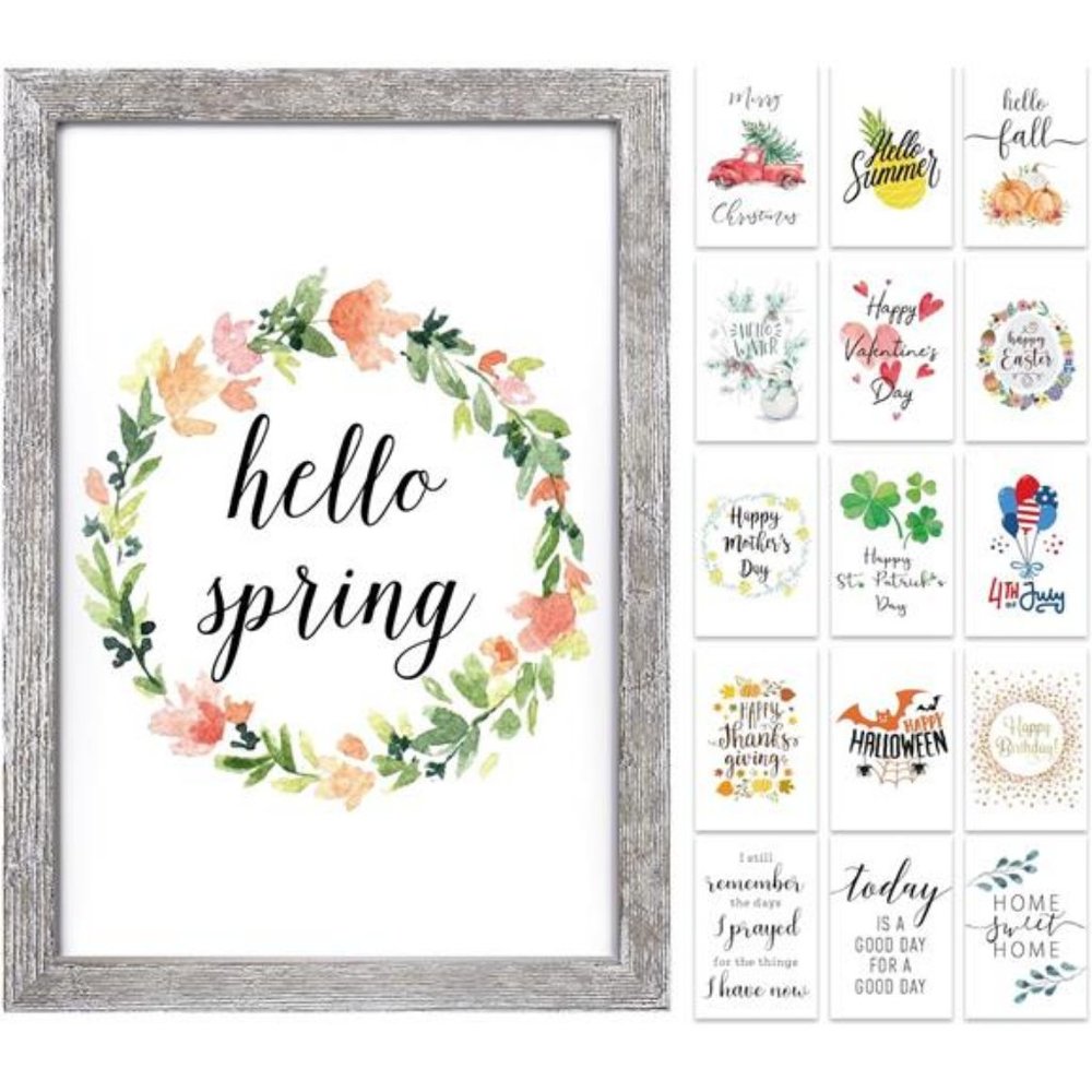 Farmhouse Wall Decor For Spring Decoration w/ 16 Interchangeable Holiday Sayings